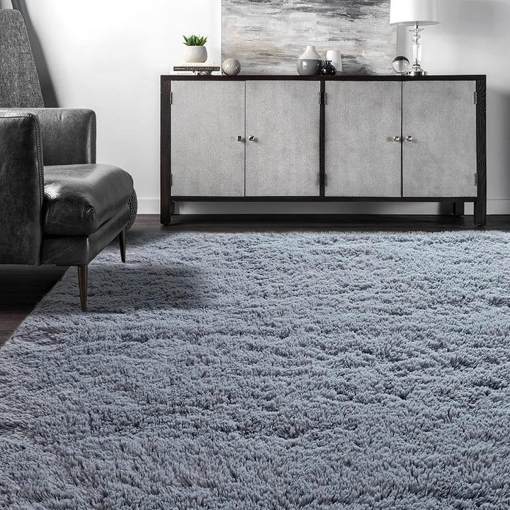 VOFUSHON Wohnzimmer Hochflor Teppich,Shaggy Flur Läufer Teppich Modern Flauschiger Weich Teppich Gro