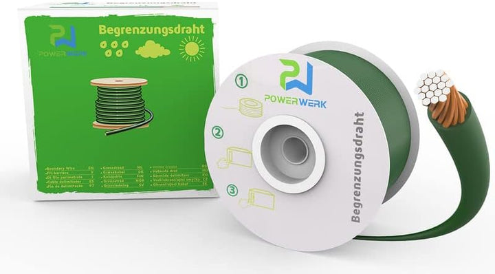 PowerWERK® 50m Begrenzungskabel + 150 Erdspiesse für Mähroboter Rasenmäher Rasenroboter Zubehör SET
