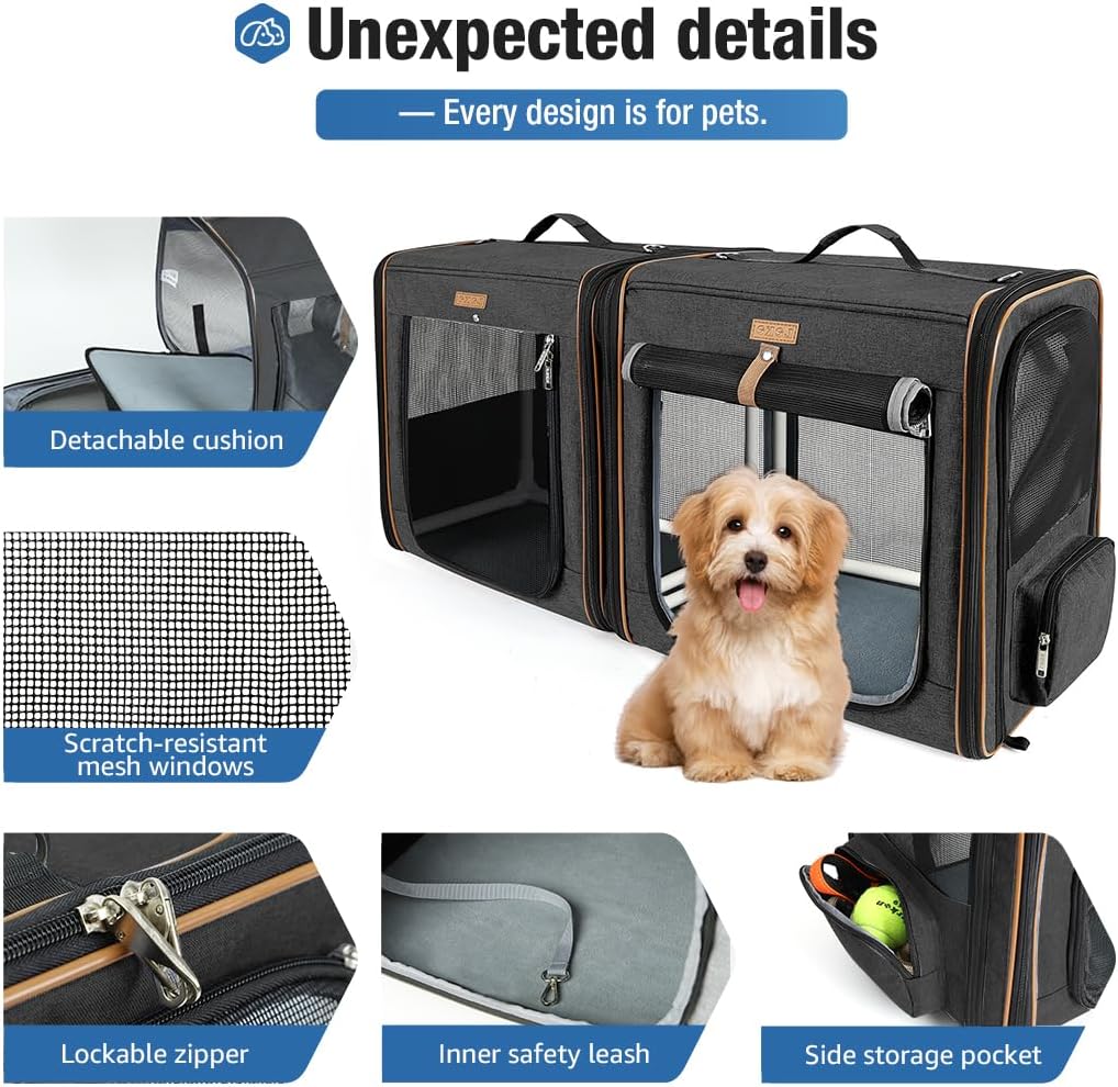 2-in-1 Hundebox Transportbox Katze für Mittelgrosses Haustier, Faltbare Katzentransportbox mit Stark