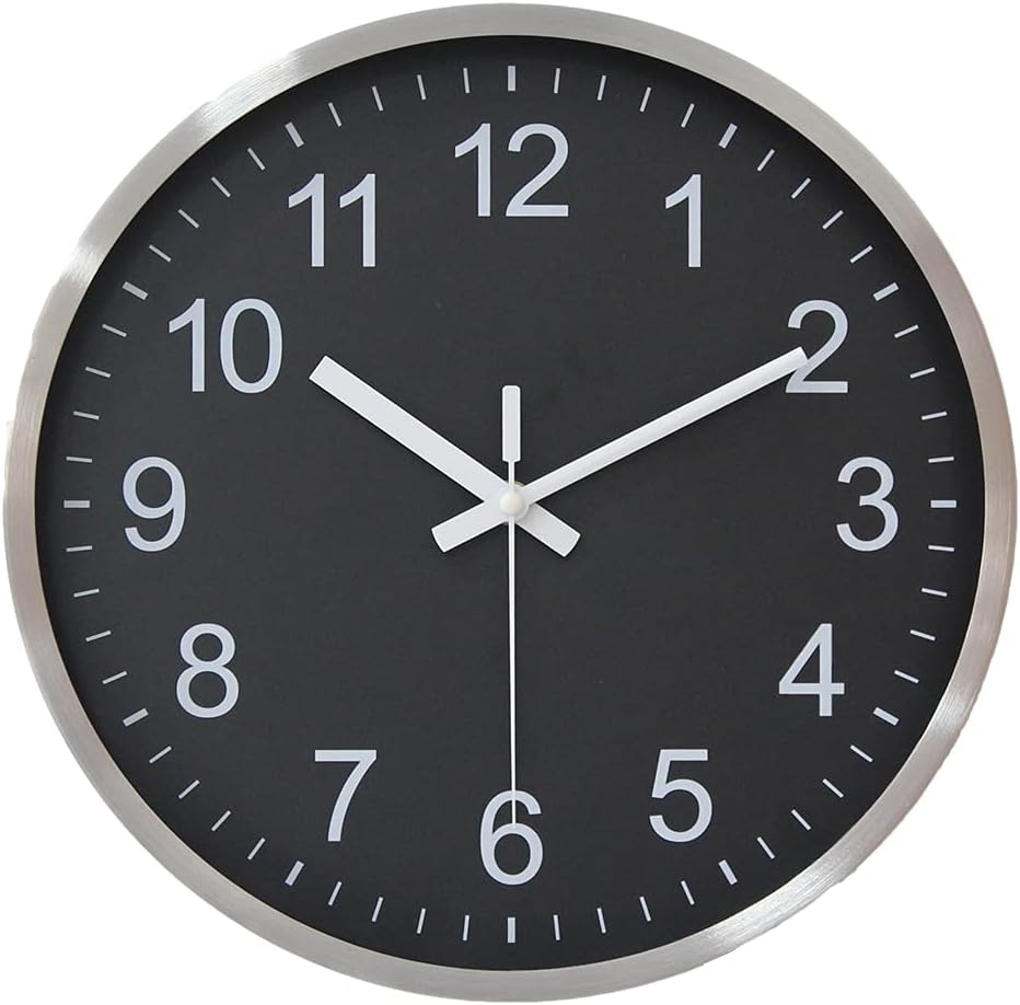 HZDHCLH 30cm geräuschlosem funkuhr wanduhr, digital Gross, für Wohnzimmer, Küche (Schwarz), Schwarz