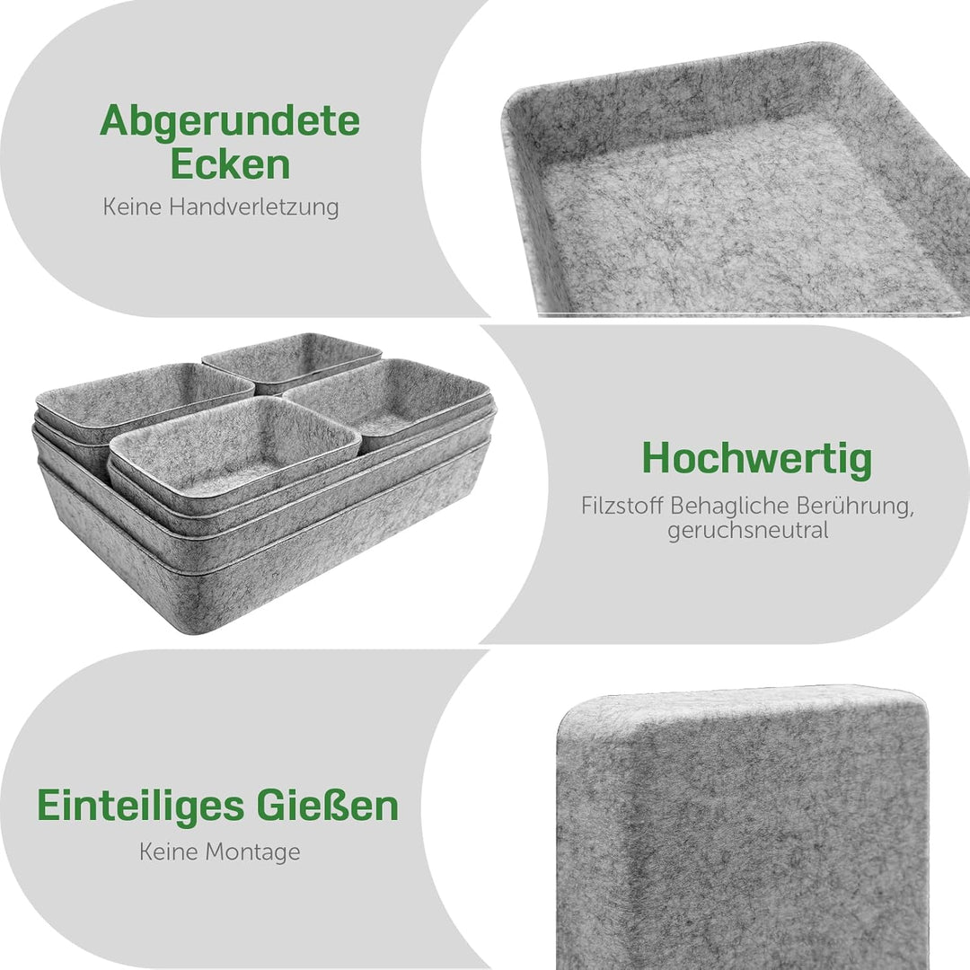 8 Stück Schubladen Organizer, Stapelbare Filz-Aufbewahrungsboxen, Schubladen Ordnungssystem für Schr