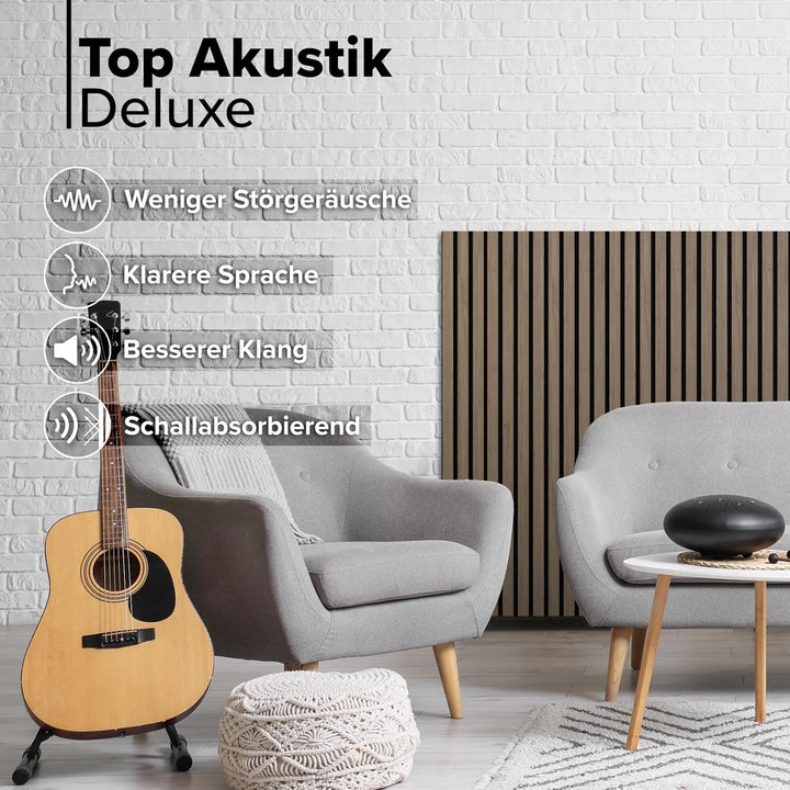 HEXIM Akustikpaneele 2 Stück 140x30cm Holz Grande - Wandpaneele Platten Lamellen Holzpaneele Echthol