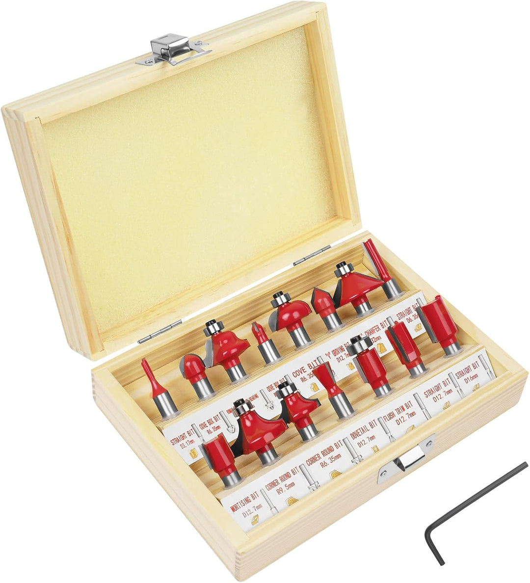 flintronic Fräser-Set, 8MM Fräsen Werkzeug Set, 15-TLG Holzkoffer Geschmiedeter Werkzeugstahl Oberfr