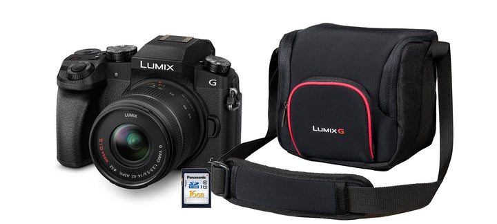 Panasonic Lumix G70KA Starterkit 16 MP, 4K Video, 7,5 cm (3 Zoll) Touchscreen, WiFi, NFC (inkl. 16 G