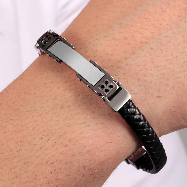 Morellato Moody Herren Armband, aus Edelstahl, Leder, Kristalle, Grau-PVD - SQH31