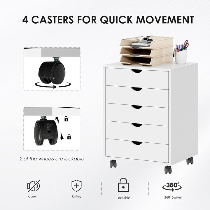 sogesfurniture Aktenschrank, Rollcontainer mit 5 Schubladen, Büroschrank, Schubladenschrank, Kommode