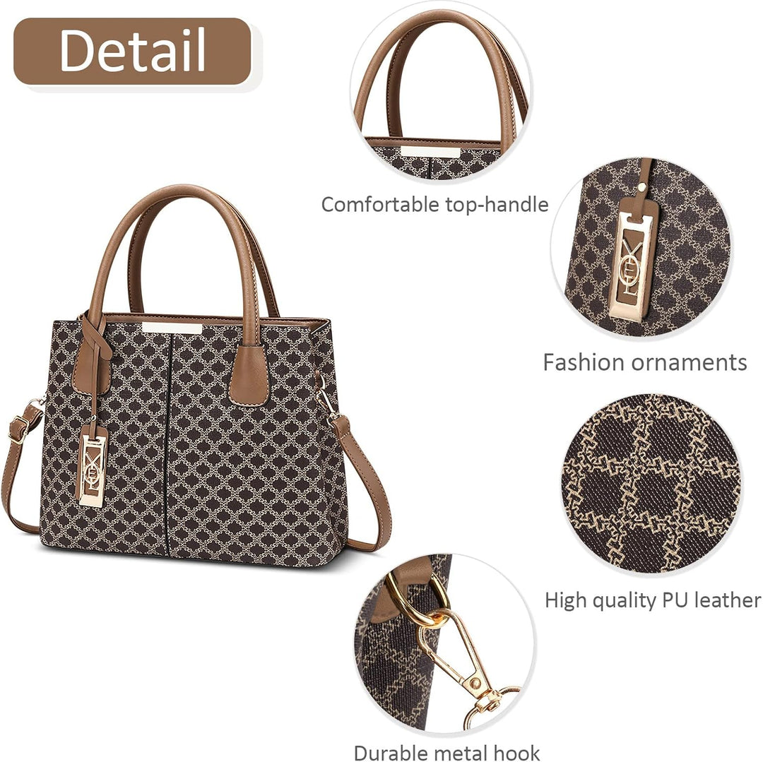 DIRRONA Retro Damen Handtasche Klassischer Druck Umhängetasche Elegant Schultertasche Lässig Crossbo