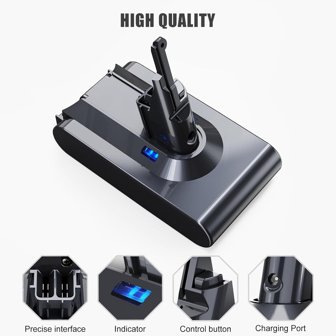 Vunzo 8000mAh V8 Ersatzakku für Dyson V8 Akku Kompatibel Absolute Animal Motorhead Absolute Pro SV10
