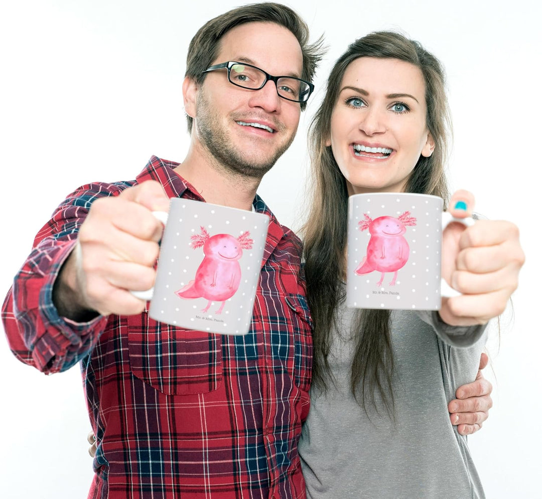 Mr. & Mrs. Panda Kindertasse Axolotl Glücklich - Geschenk, Lurche, gut Gelaunt, Trinklernbecher, Sch