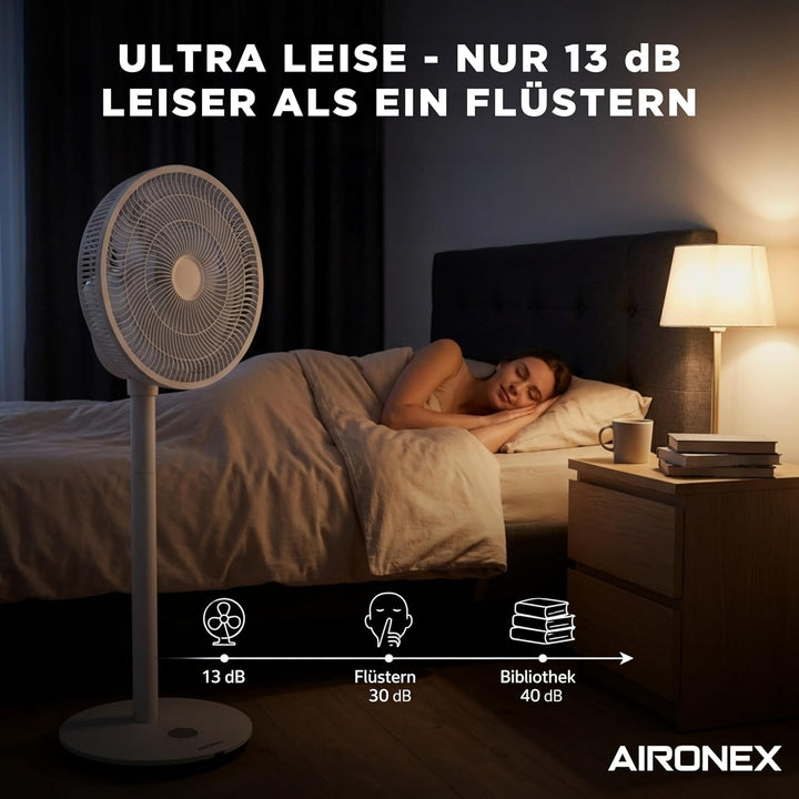 Faltbarer Ventilator mit Fernbedienung, Höhenverstellbar 11,35 bis 100 cm, Leiser Tischventilator mi