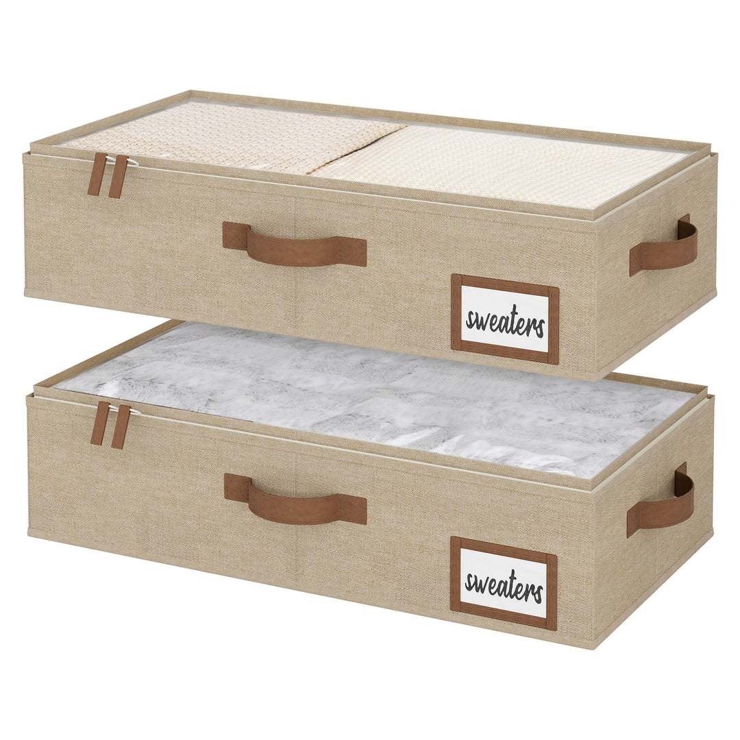 StorageWorks Unterbett Aufbewahrung, grosse Unterbett Aufbewahrungsbox mit Deckel Stoff, faltbare Un