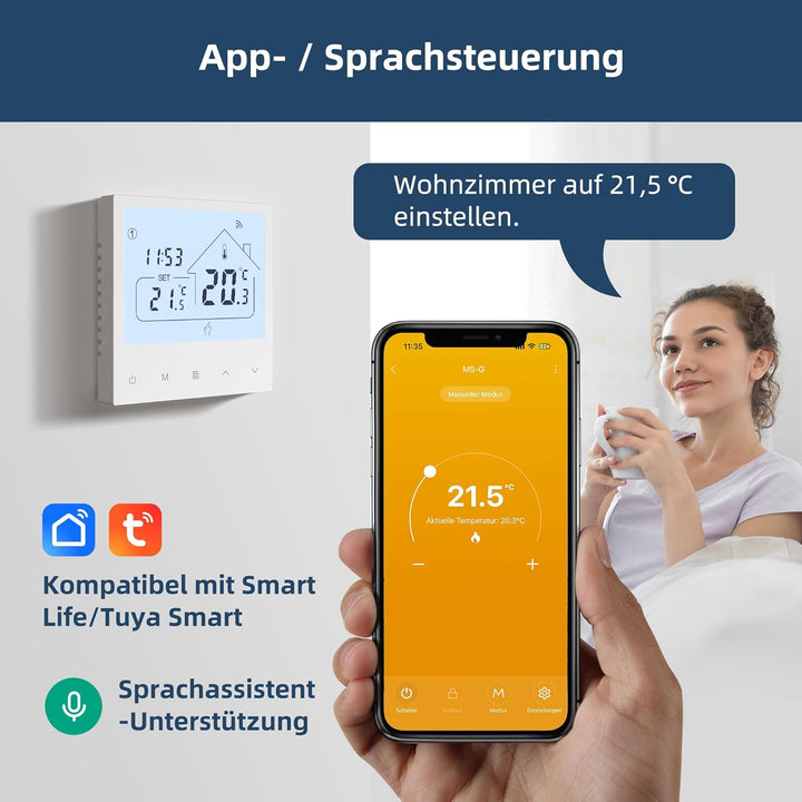 Fussbodenheizung Thermostat Digital, Beok Smart WiFi Thermostate für Wasser Fussbodenheizung und Gas