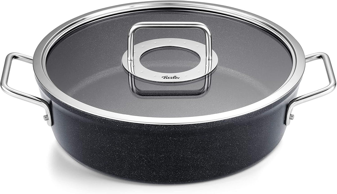 Fissler Adamant / Aluminium-Bräter (Ø 28 cm, 4,3L) Bratentopf-beschichtet mit Glas-Deckel, antihafte
