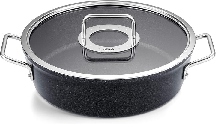 Fissler Adamant / Aluminium-Bräter (Ø 28 cm, 4,3L) Bratentopf-beschichtet mit Glas-Deckel, antihafte