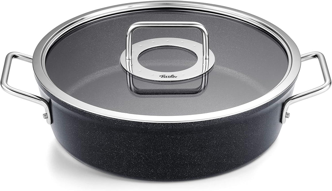Fissler Adamant / Aluminium-Bräter (Ø 24 cm, 3,1L) Bratentopf-beschichtet mit Glas-Deckel, antihafte