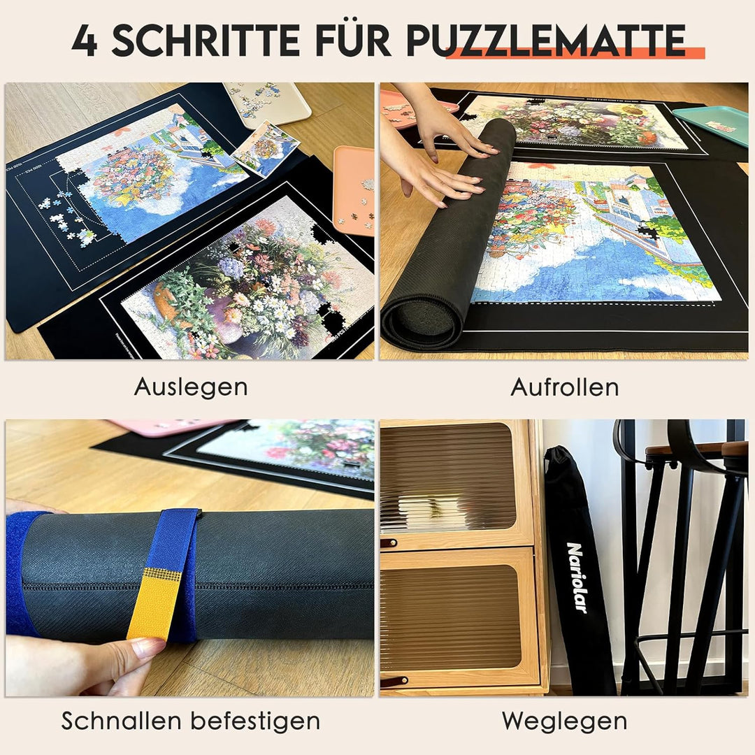 Nariolar Puzzlematte 500/1000/1500 Teile, 2er Set aus Gummi und Filz – Puzzleteppich dient als prakt
