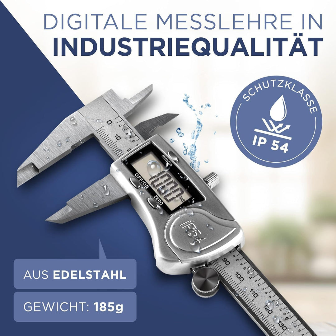 Messschieber Digitale 0-150mm/0-6 Zoll, Hochpräzise Edelstahl Schieblehre, Elektronischer Digitaler