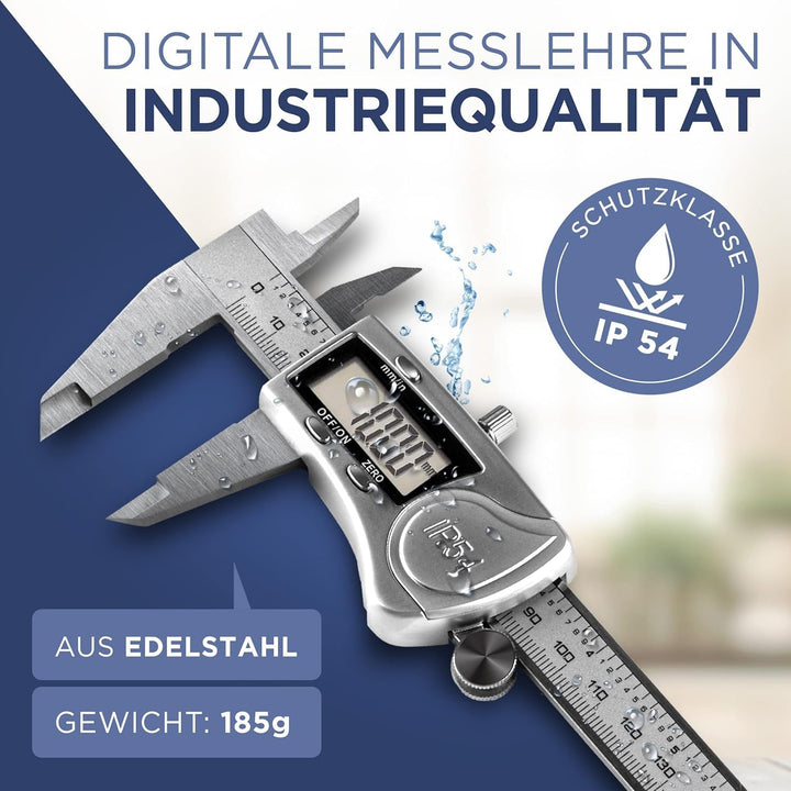 Messschieber Digitale 0-150mm/0-6 Zoll, Hochpräzise Edelstahl Schieblehre, Elektronischer Digitaler