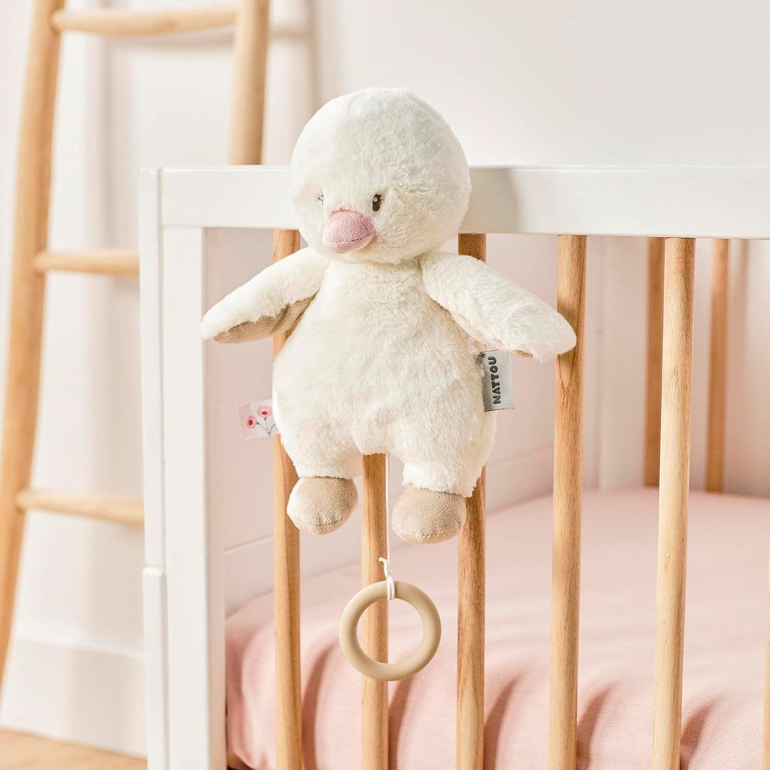 Nattou Spieluhr, Baby-Ente, Wiegelied «La-Le-Lu», Mit Ring, 100% Polyester, FanFan, Weiss