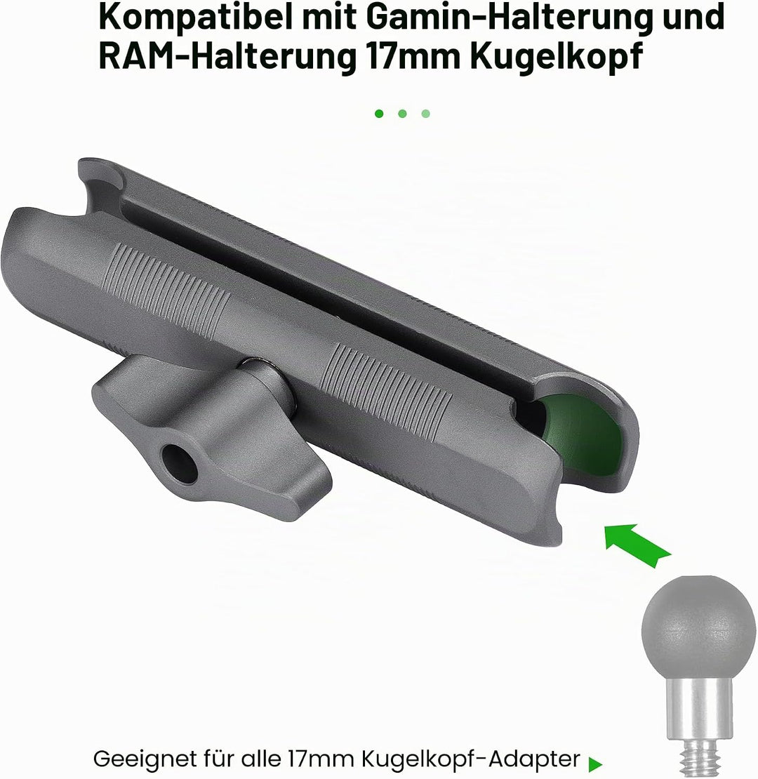 FANAUE Aluminium-Kugelkopf-Doppelbuchsenarm mit 17-mm-Kugelkopf-Adapter, kompatibel mit RAM-Halterun