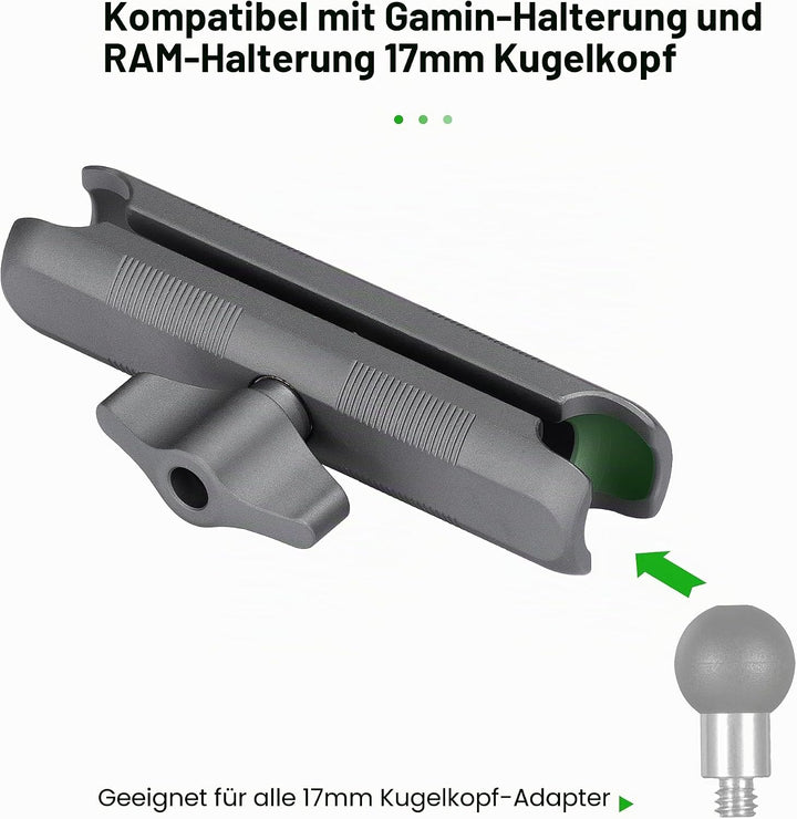 FANAUE Aluminium-Kugelkopf-Doppelbuchsenarm mit 17-mm-Kugelkopf-Adapter, kompatibel mit RAM-Halterun