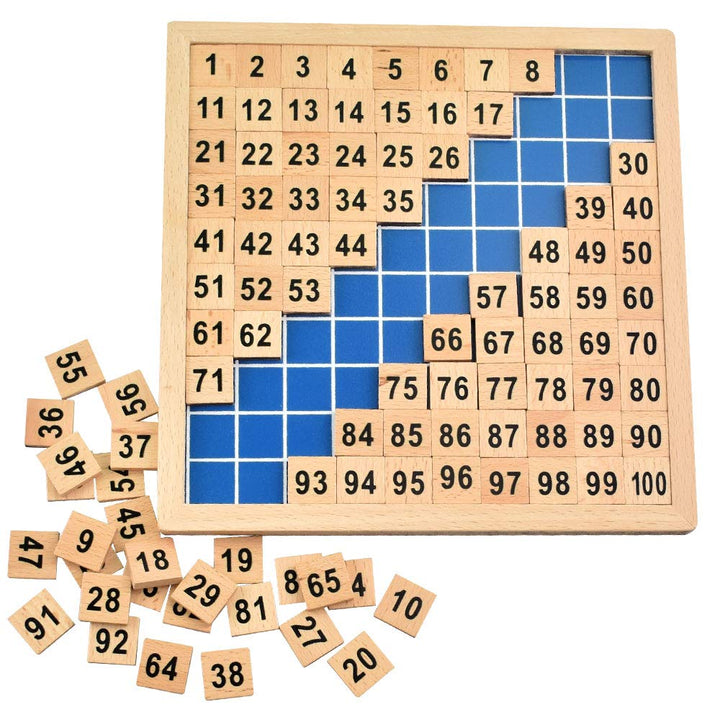 Montessori Mathematik Puzzle Holz Digital Board 1-100 Kontinuierliche Zahlen Kinder Kind Mathe Unter