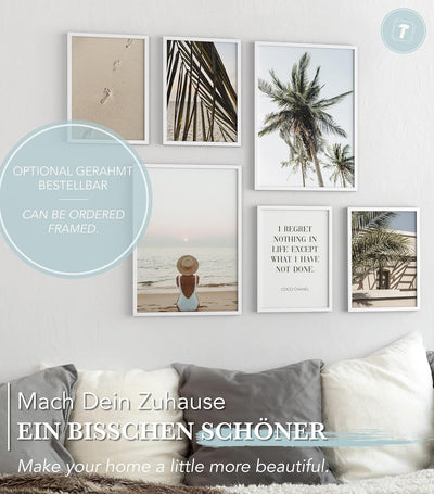 Papierschmiede® Mood Poster Set Coco Beach, Bilder Wohnzimmer Deko Schlafzimmer, 2x 30x40 cm und 4x