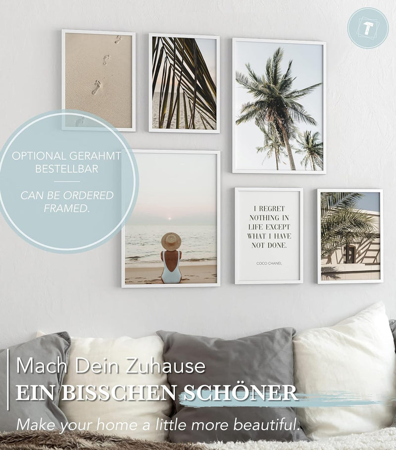 Papierschmiede® Mood Poster Set Coco Beach, Bilder Wohnzimmer Deko Schlafzimmer, 2x 30x40 cm und 4x