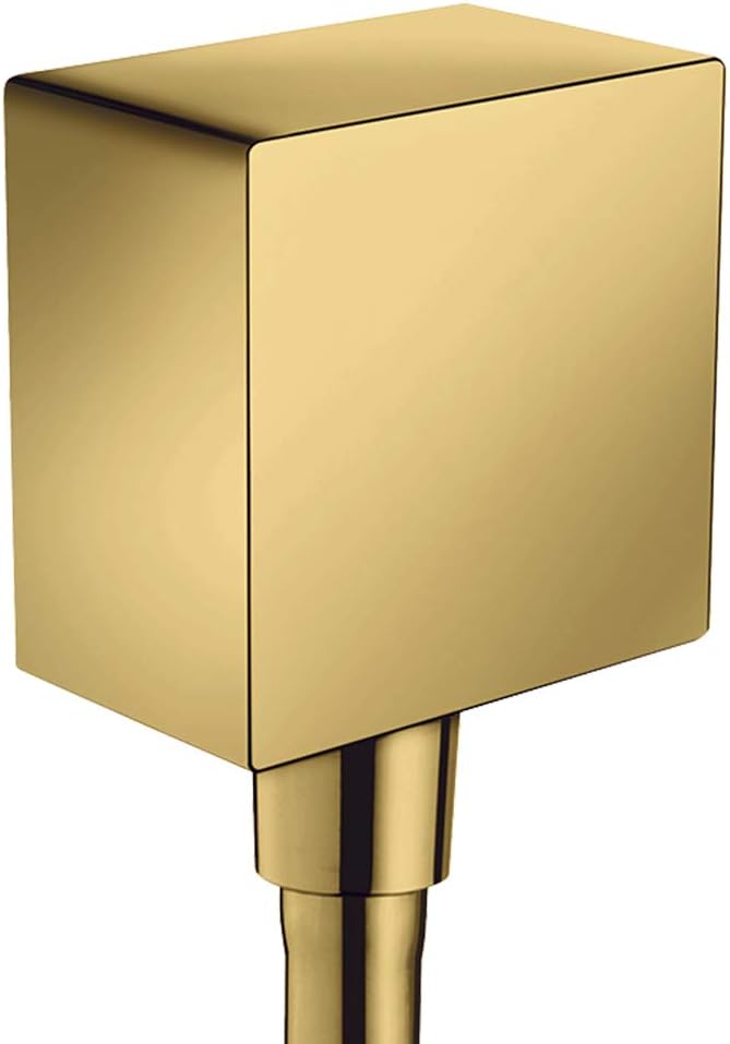 hansgrohe Schlauchanschluss FixFit Square, Wandanschluss mit Rückflussverhinderer, Polished Gold Opt