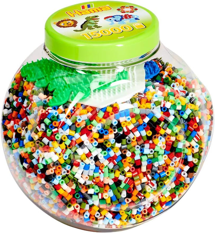 Hama Perlen 2067 Bügelperlen XXL Dose mit ca. 15.000 bunten Midi Bastelperlen mit Durchmesser 5 mm i