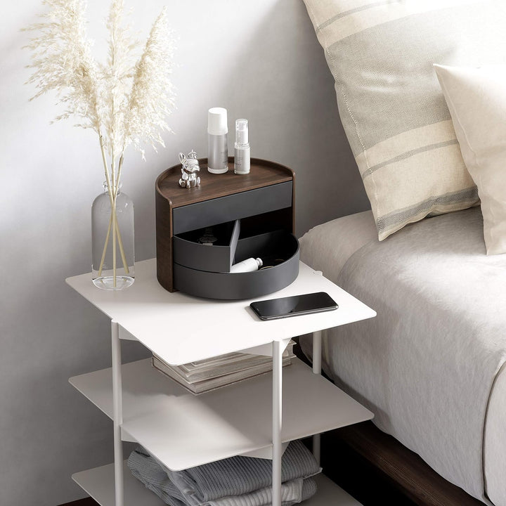 UMBRA Moona Schmuckaufbewahrung, Makeup Accessoire Organizer mit drehbaren Schubfächern, Schwarz/Wal