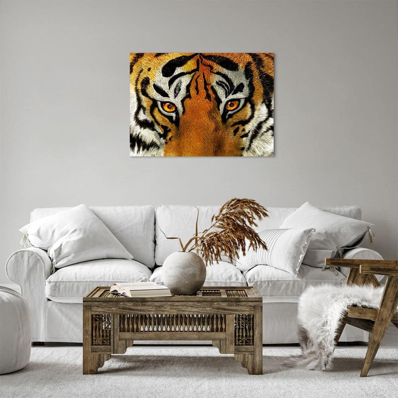 Bilder auf Leinwand Tiger Tiere Natur Safari Leinwandbild 70x50cm Wandbilder Dekoration Wohnzimmer S