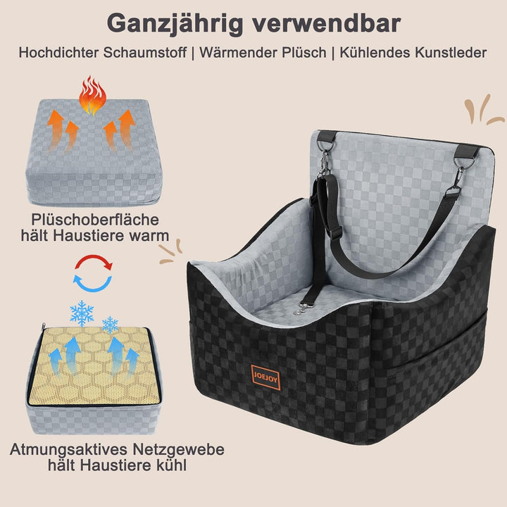 JOEJOY Hunde Autositz für kleine bis mittlere Hunde, Waschbarer Hundesitz Auto mit Aufbewahrungstasc