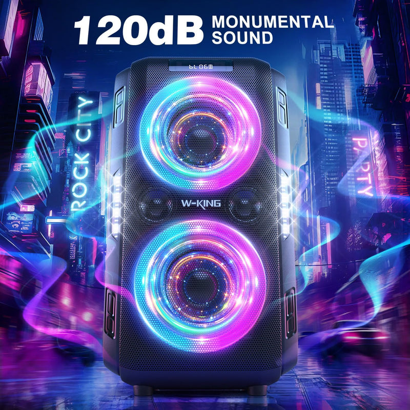 W-KING 250W PEAK Bluetooth Lautsprecher Box Gross, V5.3 Musikbox Lautsprecher Bluetooth Party Boom B