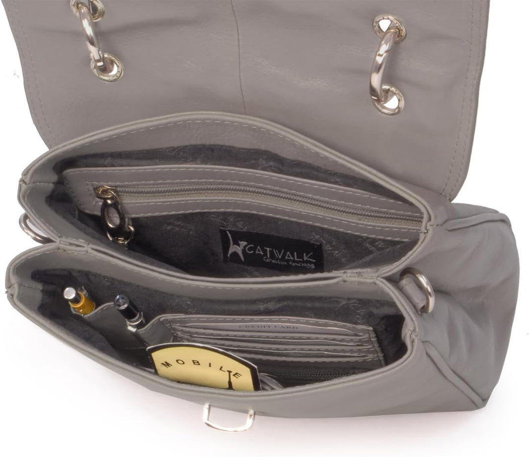 Catwalk Collection Handbags - Vintage Leder - Handtasche/Schultasche/Henkeltasche - Handtasche mit S