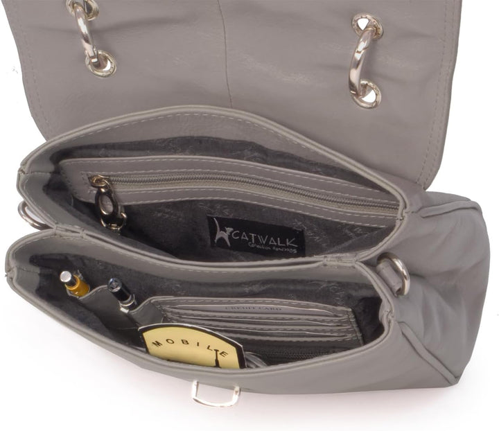 Catwalk Collection Handbags - Vintage Leder - Handtasche/Schultasche/Henkeltasche - Handtasche mit S