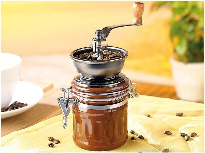 Kaffeemühle 'GENUA' mit Aromabehälter - Frisch und lecker: Kurbelgetriebene Kegelmühle mit regulierb