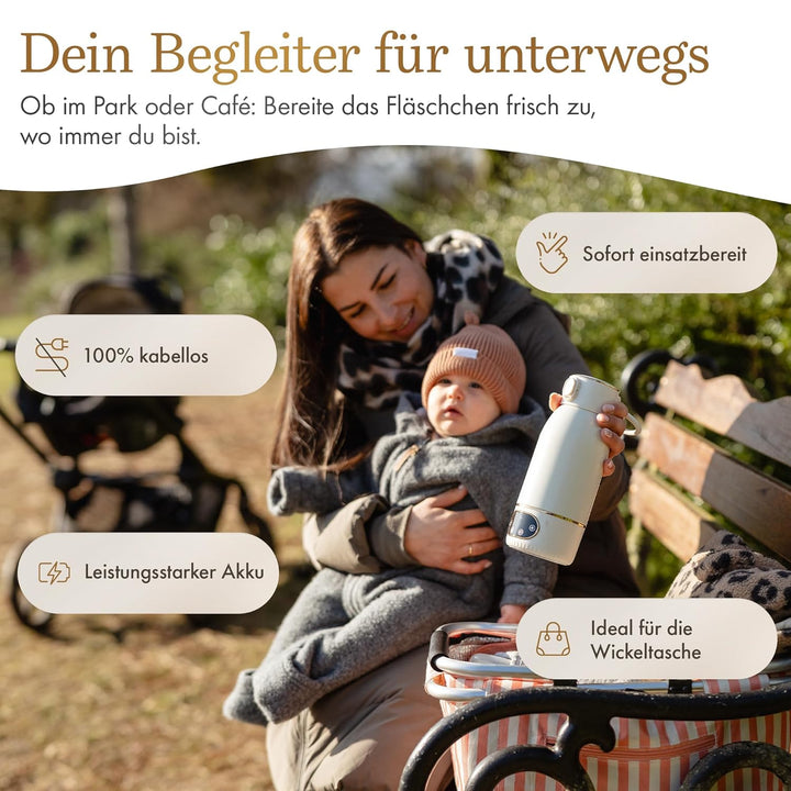 Tragbarer Flaschenwärmer für Babyflaschen – Baby Bottle Warmer mit Akku für unterwegs – präzise Temp