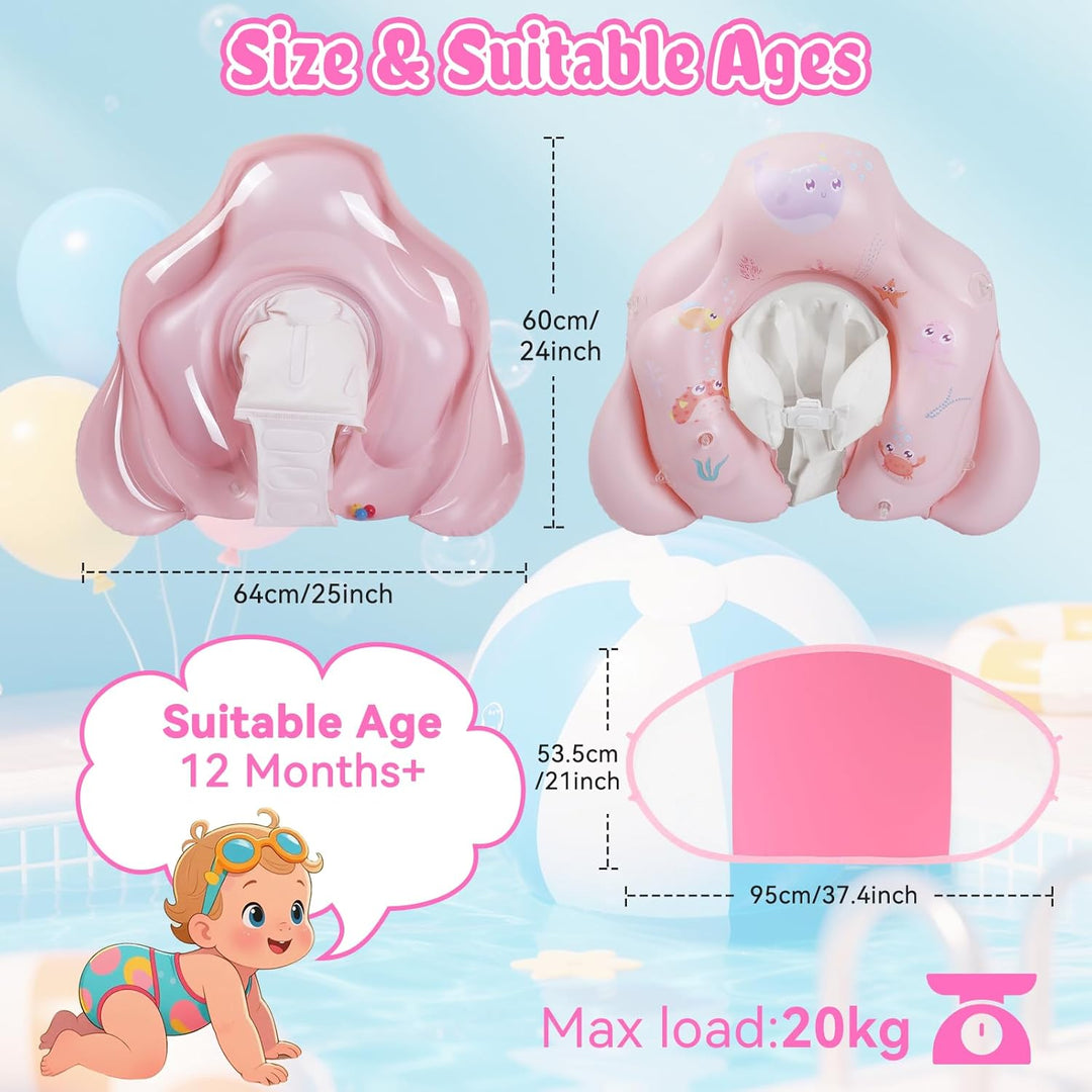 Baby Schwimmring mit Sonnendach UPF50+ Schwimmring Baby mit Sonnendach mit 1*Luftpumpe & 2*Flickzeug