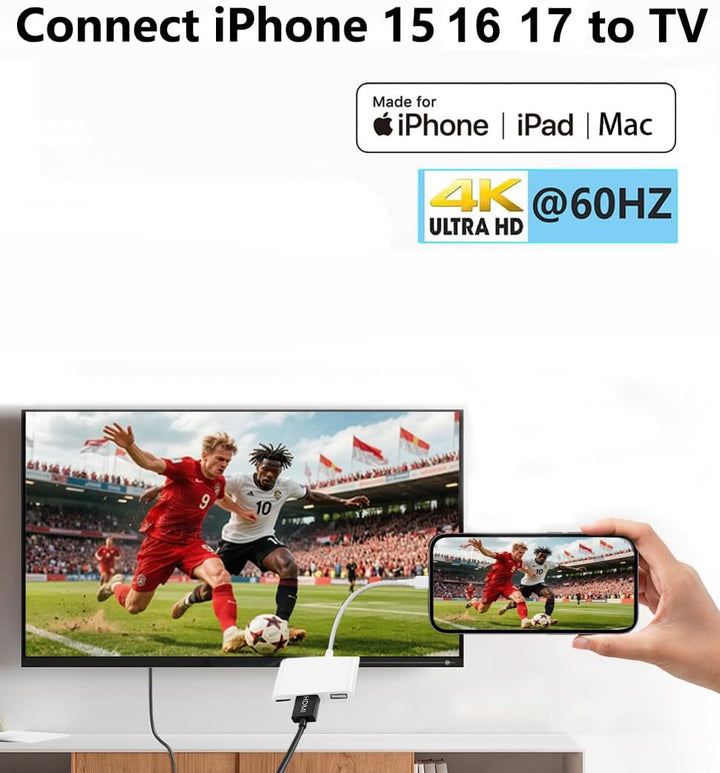 USB C auf HDMI Multiport Adapter für iPhone 15 MacBook Pro Air iPad Pro, Apple MFi zertifizierter Ty