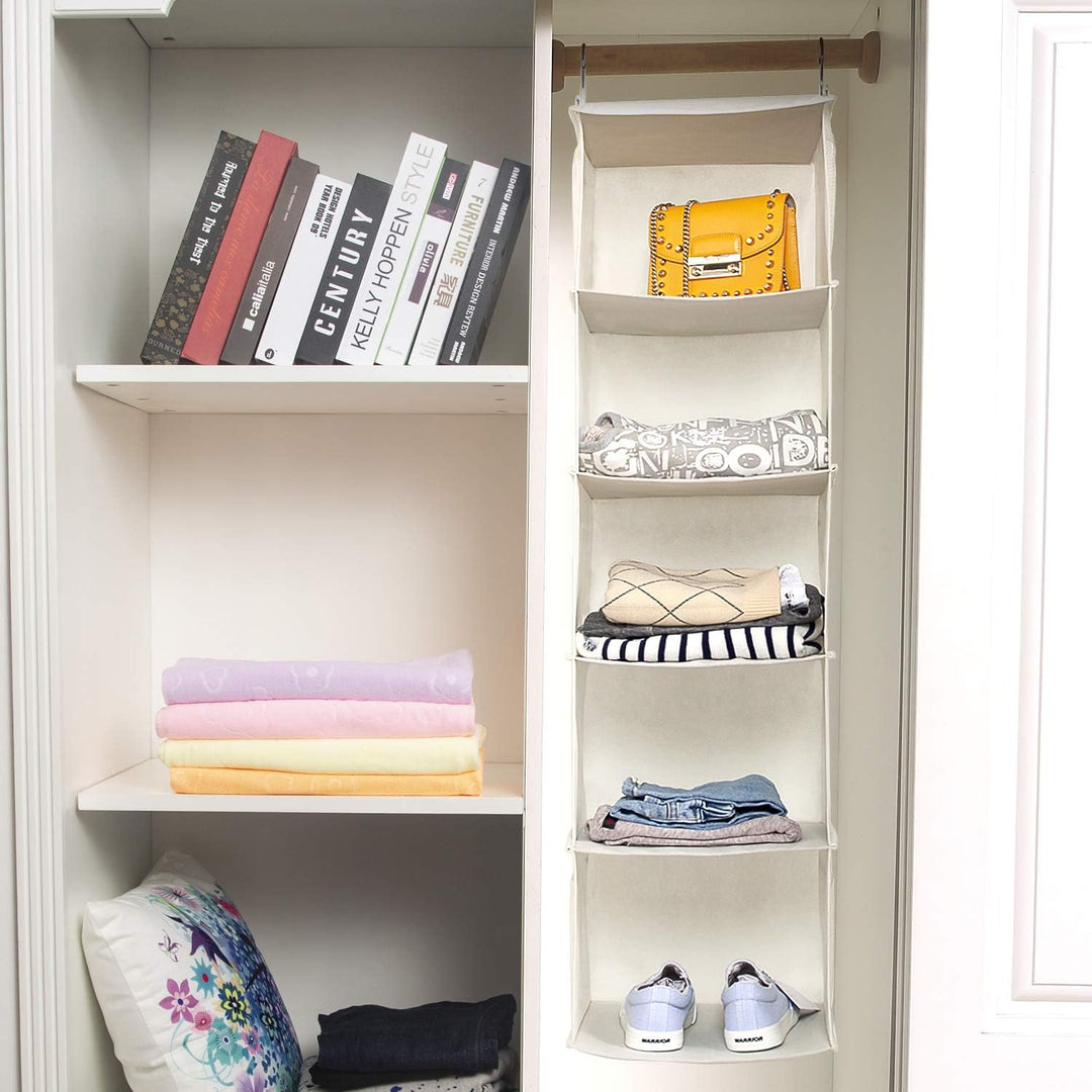 BrilliantJo 2er Set Hängeregal Kleiderschrank Organizer,Hängeregal Stoff, 5 Fächer hochwertige Hänge