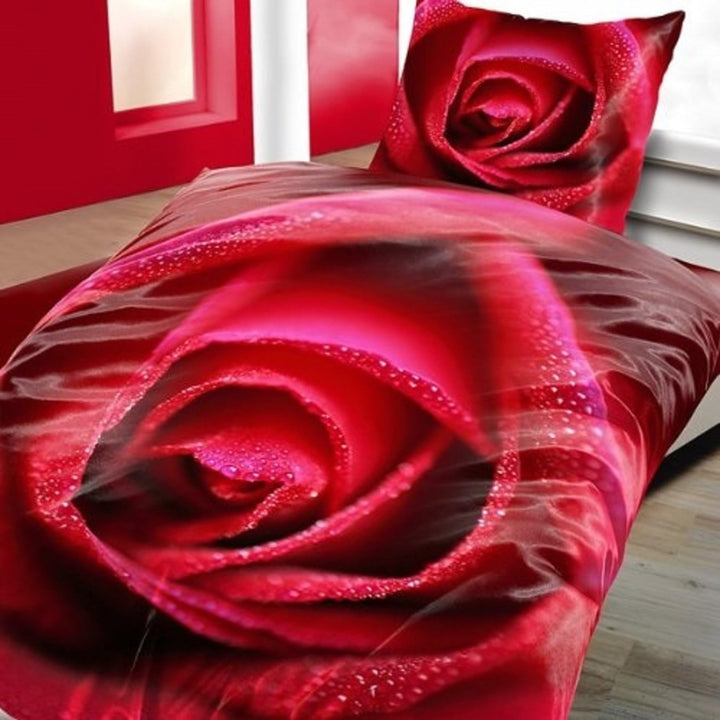Bertels Rose d Amour 135/4 TLG. Bettwäsche-Set, Mikrofaser, rot, 39 x 28.8 x 7.6 cm, 2-Einheiten