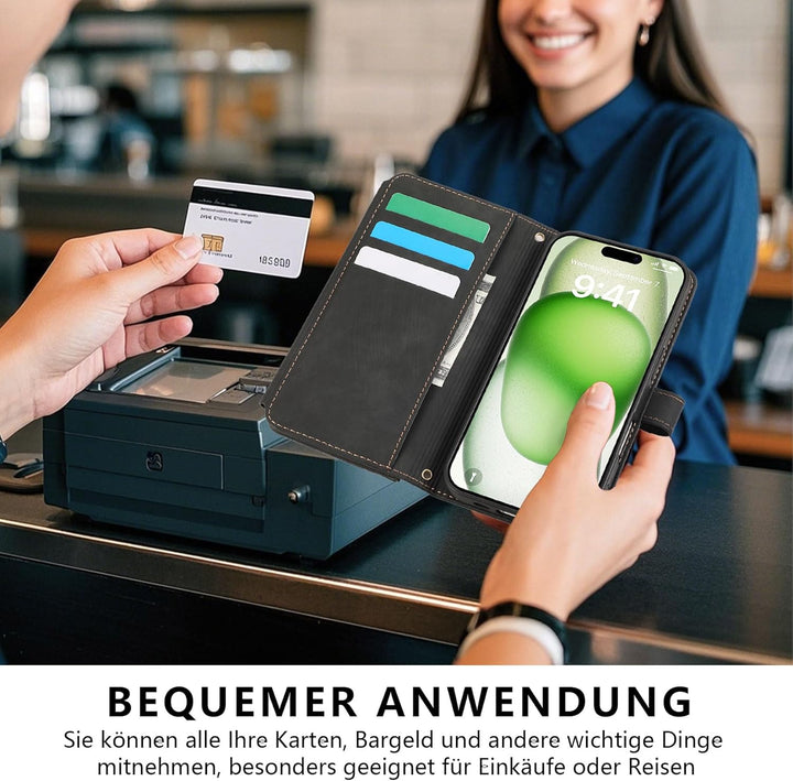 ZCDAYE Hülle für iPhone Air mit Band Handykette, Leder Handyhülle Handytasche mit Kordel Kartenfäche