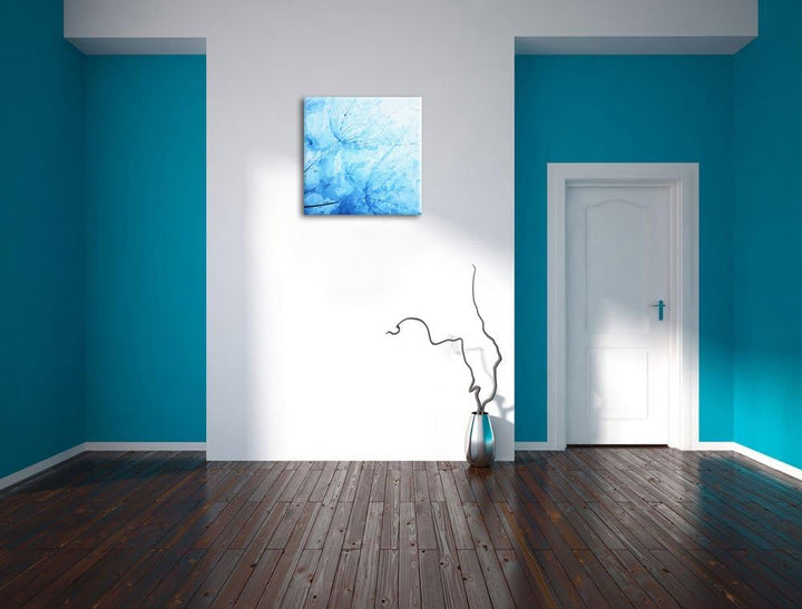 Pixxprint Tropfen bedeckte Pusteblumen Pinsel Effekt, Format: 70x70 auf Leinwand, 70x70