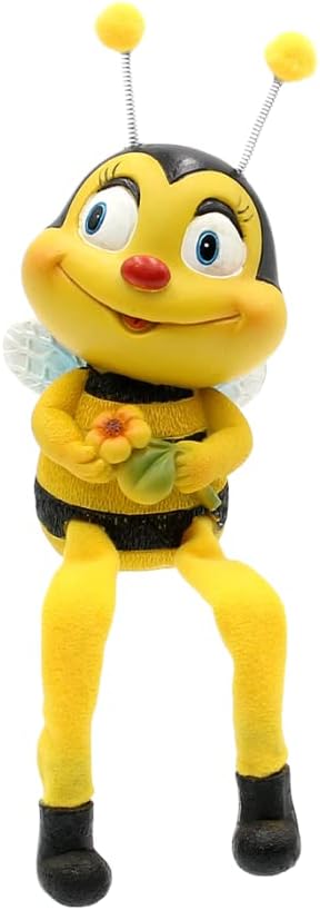 Dekohelden24 Dekofigur Kantenhocker Bienen-Bienenpaar mit Blume, 2er Set, Polyresin, Grösse: ca. 6 x