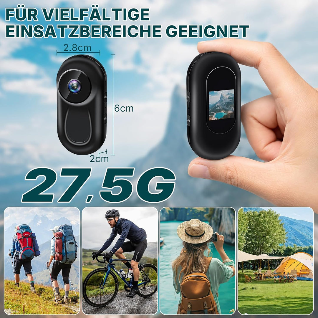 Actionkamera mit WiFi 2K, Verbesserte HD Mini-Action-Kamera | Daumen-Action Sportkamera mit Magnetha