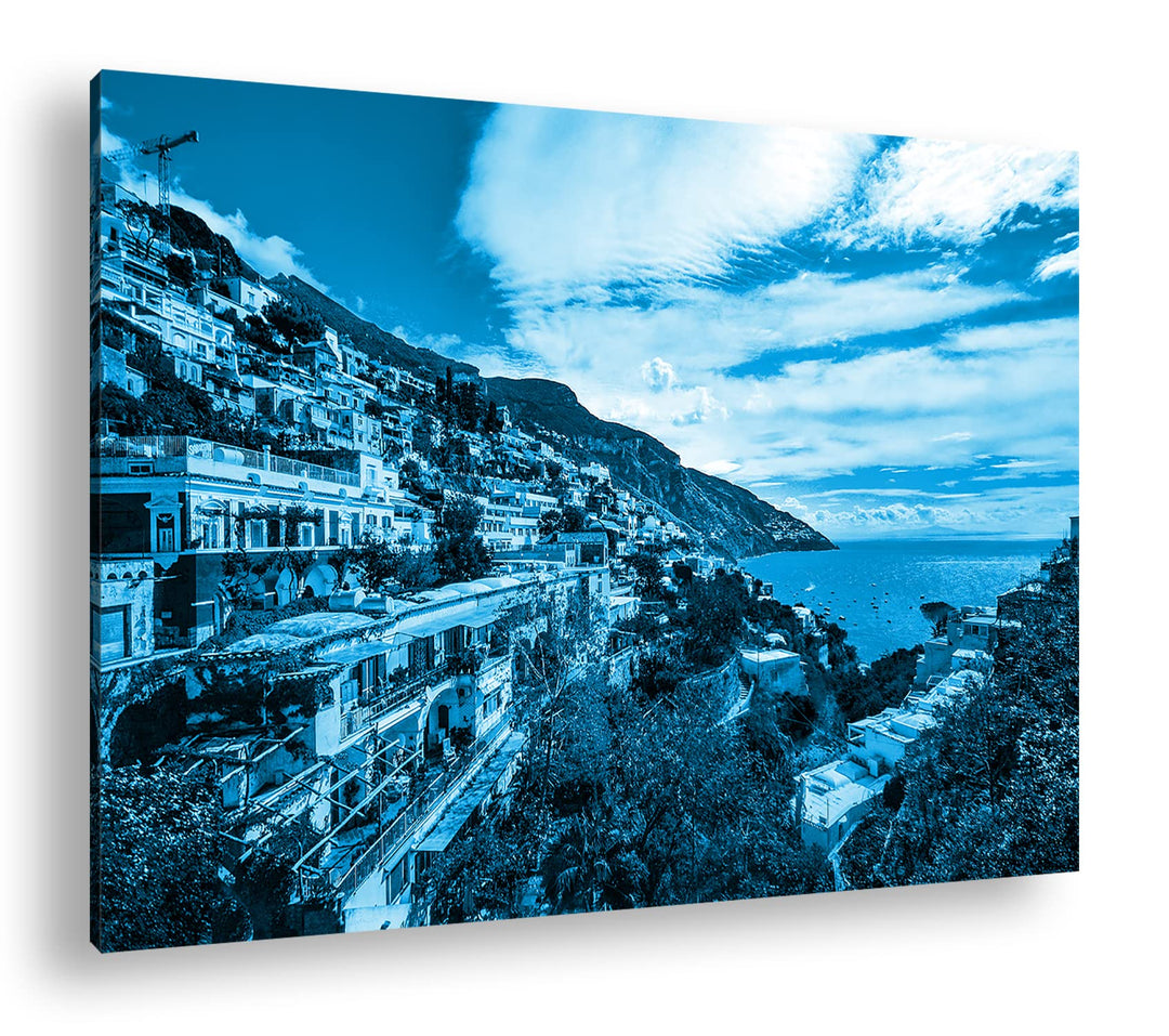 deyoli Amalfi Küste in Italien Format: 60x40 Effekt: Monocrome Blau als Leinwandbild, Motiv fertig g