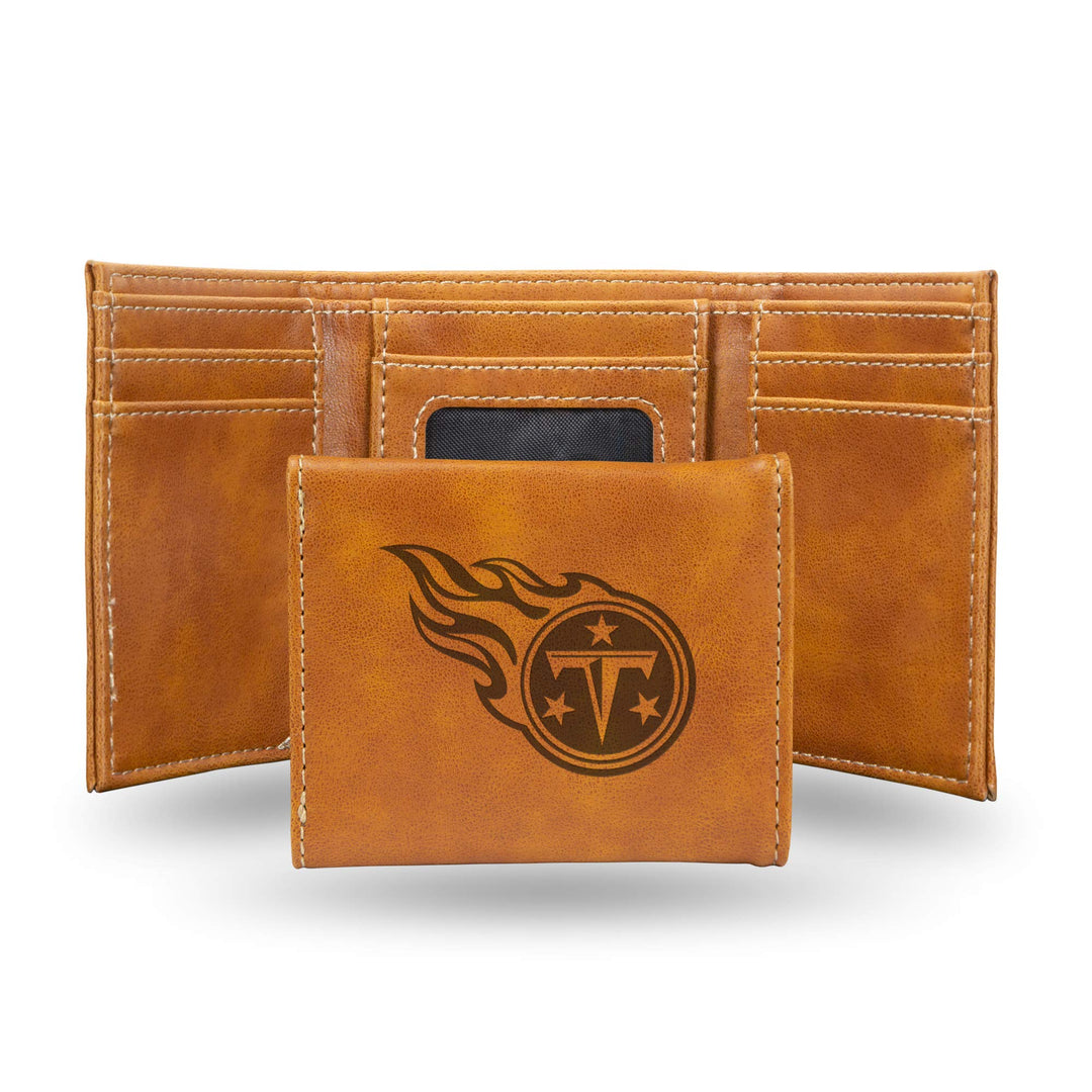 Rico Industries NFL Laser Engraved Tri-Fold Wallet, Brown Tennessee Titans, Tennessee Titans