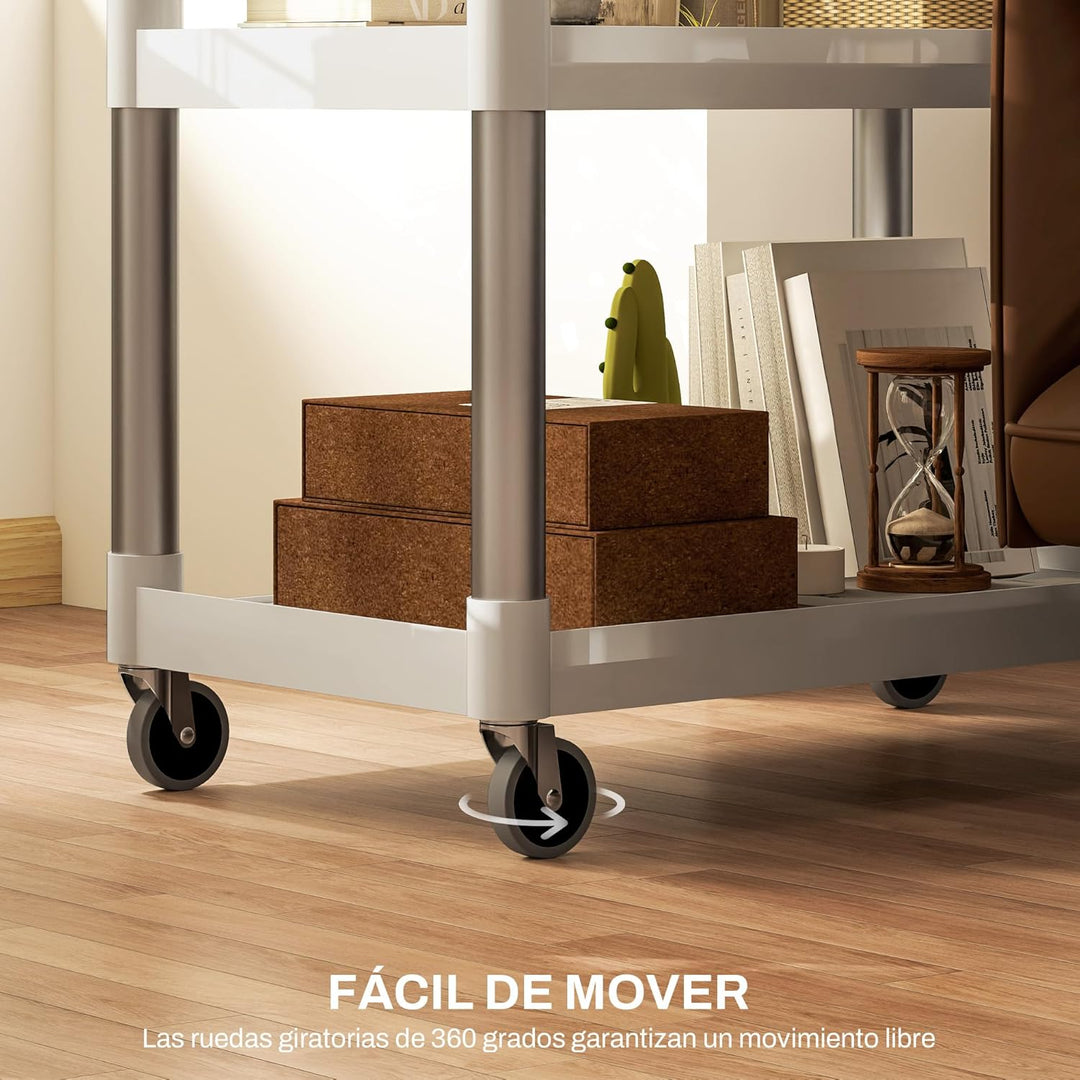 HOMCOM Aluminium-Legierung Küchenwagen mit Rädern 3 Level Küche Trolley Storage Trolley Last 105 kg
