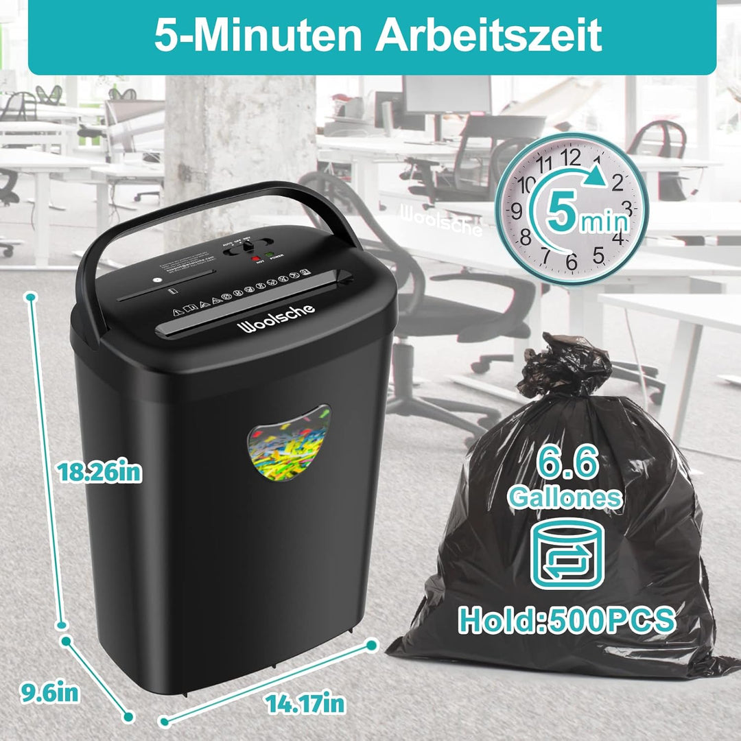 Aktenvernichter, schreddert 12 Blätter auf einmal, kann Kreditkarten/CD und Büroklammern zerkleinern